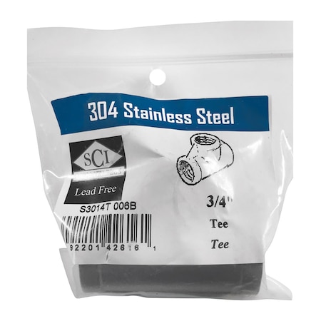 Smith-Cooper Smith-Cooper 3/4 in. FPT X 3/4 in. D FPT 3/4 in. D FPT Stainless Steel Tee S3014T 006B